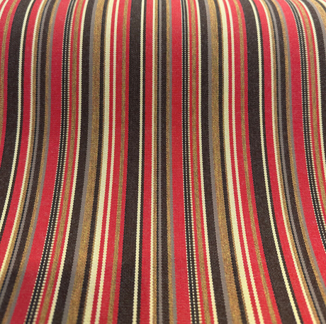 Sunbrella Dorsett Cherry Solution Dyed Acrylic Fabric - Dark Cherry, Chocolate, Pecan And Sand Stripe, 54" Width (1 Yard)