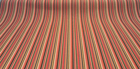 Sunbrella Dorsett Cherry Solution Dyed Acrylic Fabric - Dark Cherry, Chocolate, Pecan And Sand Stripe, 54" Width (1 Yard)