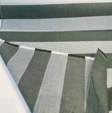 Sunbrella Performance Fizzle Ivy Stripe Acrylic Fabric - Green, White, Hints Of Blue, Textured Weave, 54" Width (1 Yard)