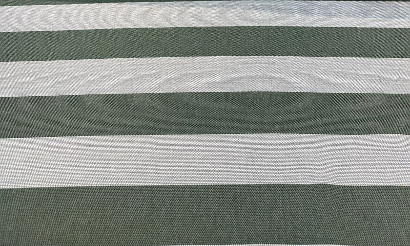 Sunbrella Performance Fizzle Ivy Stripe Acrylic Fabric - Green, White, Hints Of Blue, Textured Weave, 54" Width (1 Yard)
