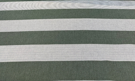 Sunbrella Performance Fizzle Ivy Stripe Acrylic Fabric - Green, White, Hints Of Blue, Textured Weave, 54" Width (1 Yard)