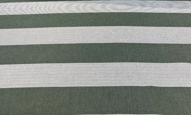 Sunbrella Performance Fizzle Ivy Stripe Acrylic Fabric - Green, White, Hints Of Blue, Textured Weave, 54" Width (1 Yard)