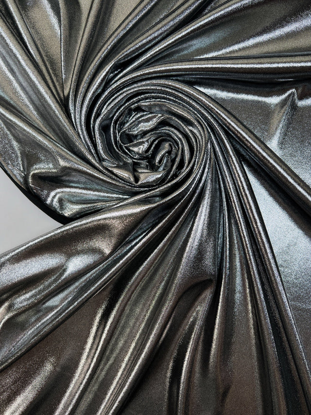 Silver Knitted Fabric With Moiré