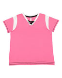 LAT Women's Curvy Lace-Up Fine Jersey Tee