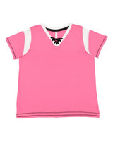 LAT Women's Curvy Lace-Up Fine Jersey Tee