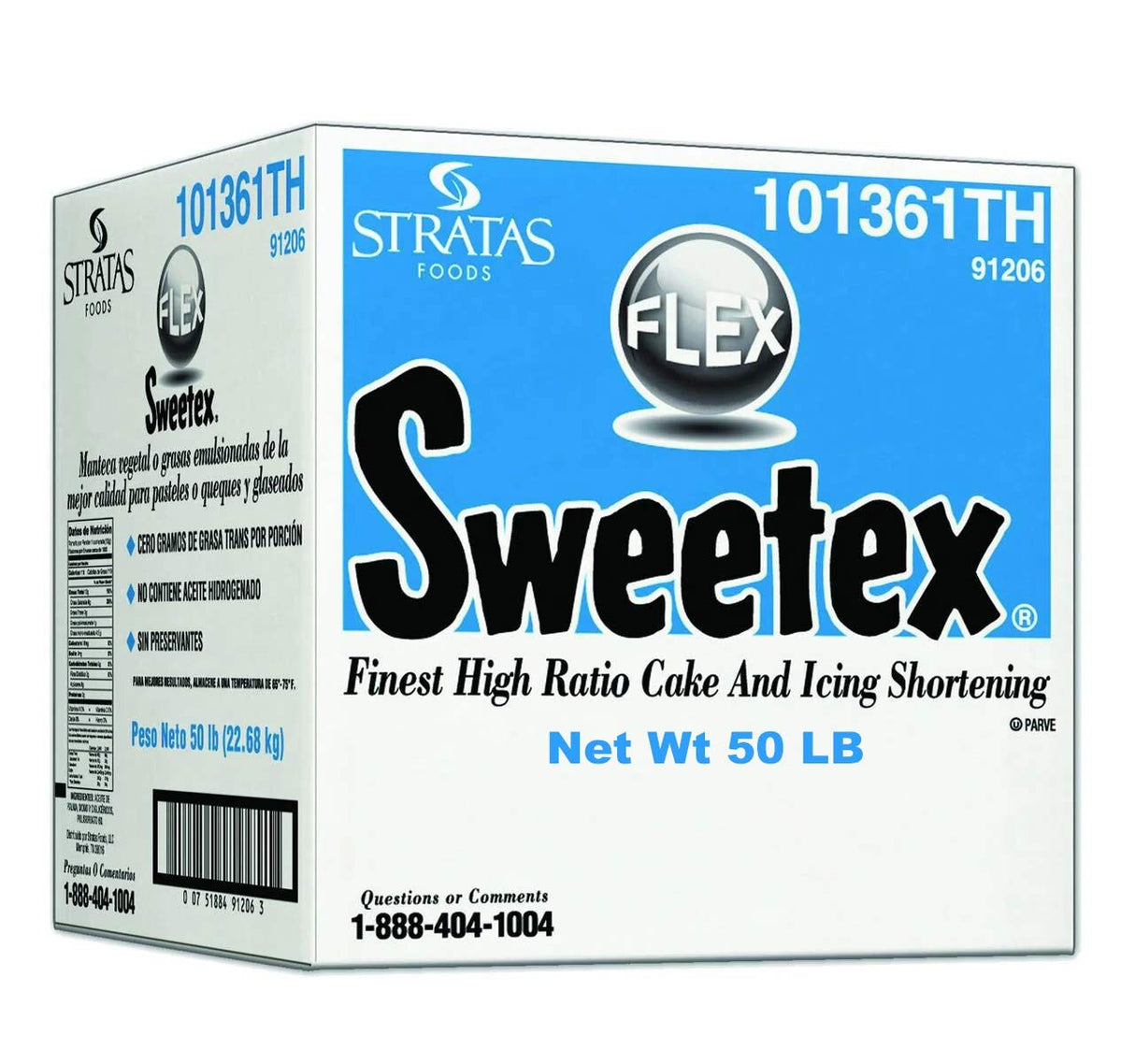 Sweetex 50 LB High Ratio Cake and Icing Shortening Smooth Creamy Texture Trans Fat Free Base