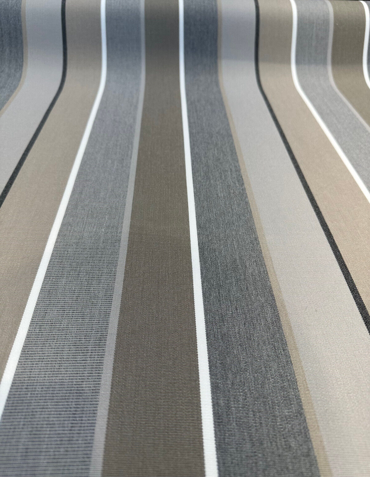 Sunbrella Milano Charcoal Stripes Acrylic Fabric - Blue, Light Blue, Navy, White Stripes, 54" Width (1 Yard)