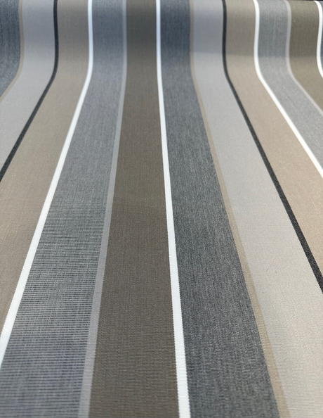 Sunbrella Milano Charcoal Stripes Acrylic Fabric - Blue, Light Blue, Navy, White Stripes, 54" Width (1 Yard)