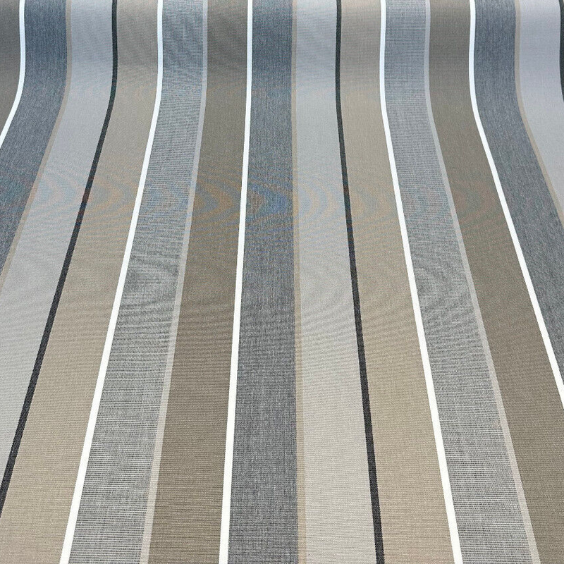 Sunbrella Milano Charcoal Stripes Acrylic Fabric - Blue, Light Blue, Navy, White Stripes, 54" Width (1 Yard)