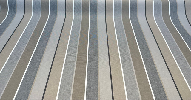 Sunbrella Milano Charcoal Stripes Acrylic Fabric - Blue, Light Blue, Navy, White Stripes, 54" Width (1 Yard)