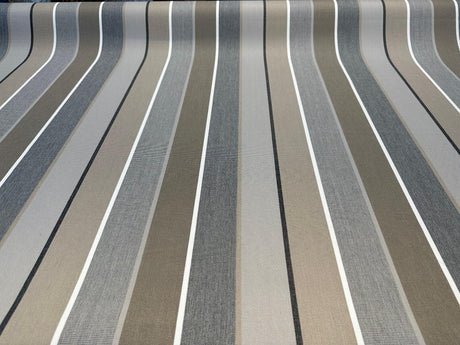 Sunbrella Milano Charcoal Stripes Acrylic Fabric - Blue, Light Blue, Navy, White Stripes, 54" Width (1 Yard)