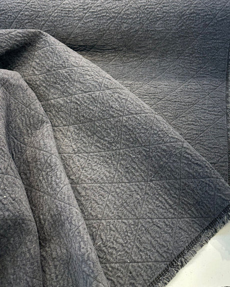 Downtown Iron Quilted Dark Blue Chenille Upholstery Chenille Fabric - Quilted Dark Blue, 52" Width (1 Yard)