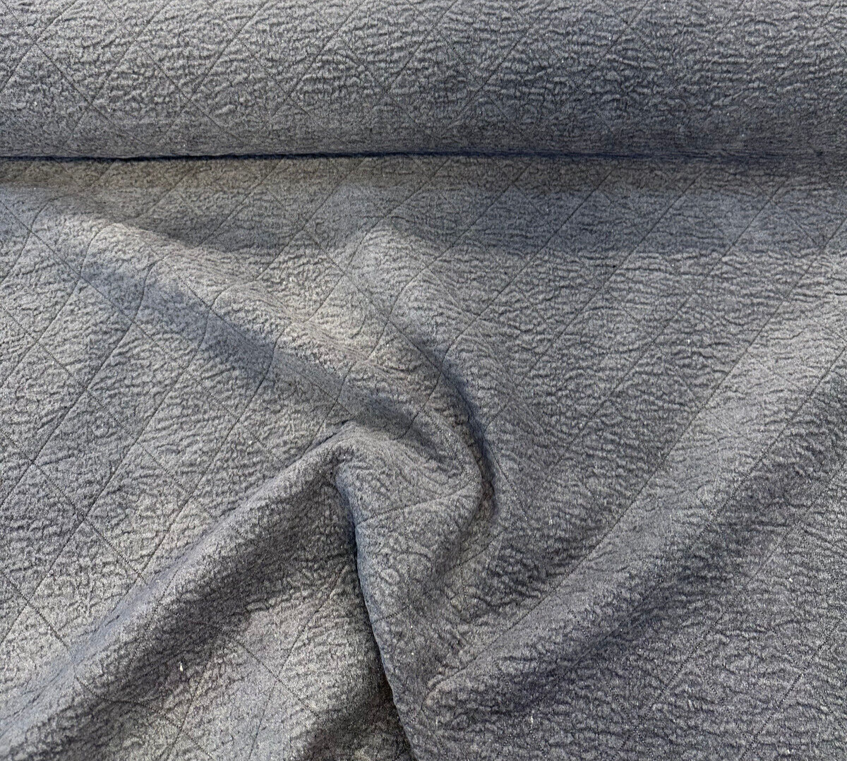 Downtown Iron Quilted Dark Blue Chenille Upholstery Chenille Fabric - Quilted Dark Blue, 52" Width (1 Yard)