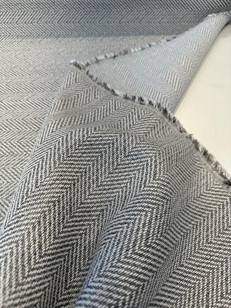 Sunbrella Posh Graphite Gray Herringbone Outdoor Fabric - Gray Herringbone, 56" Width (1 Yard)