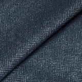 Blue Herringbone Tweed Wool Fabric - Blue Herringbone, 58" Width