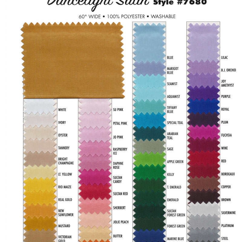 Dancelight Polyester Satin Fabric - Lustrous Sheen, 59/60" Width (1 Yard)