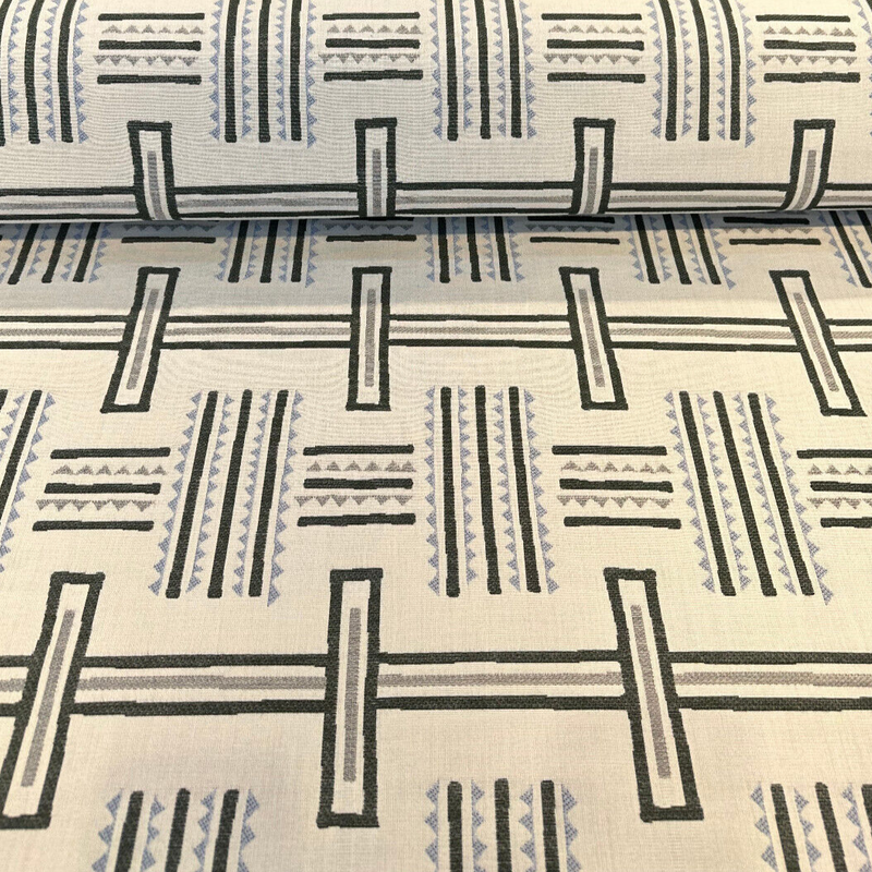 Sunbrella Tolson Viridian Solution Dyed Acrylic Fabric - Green, Blue, Gray Contemporary Geometric Print, 54" Width (1 Yard)