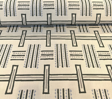Sunbrella Tolson Viridian Solution Dyed Acrylic Fabric - Green, Blue, Gray Contemporary Geometric Print, 54" Width (1 Yard)