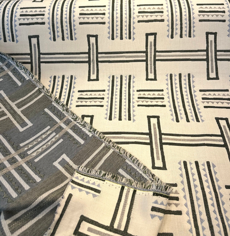 Sunbrella Tolson Viridian Solution Dyed Acrylic Fabric - Green, Blue, Gray Contemporary Geometric Print, 54" Width (1 Yard)