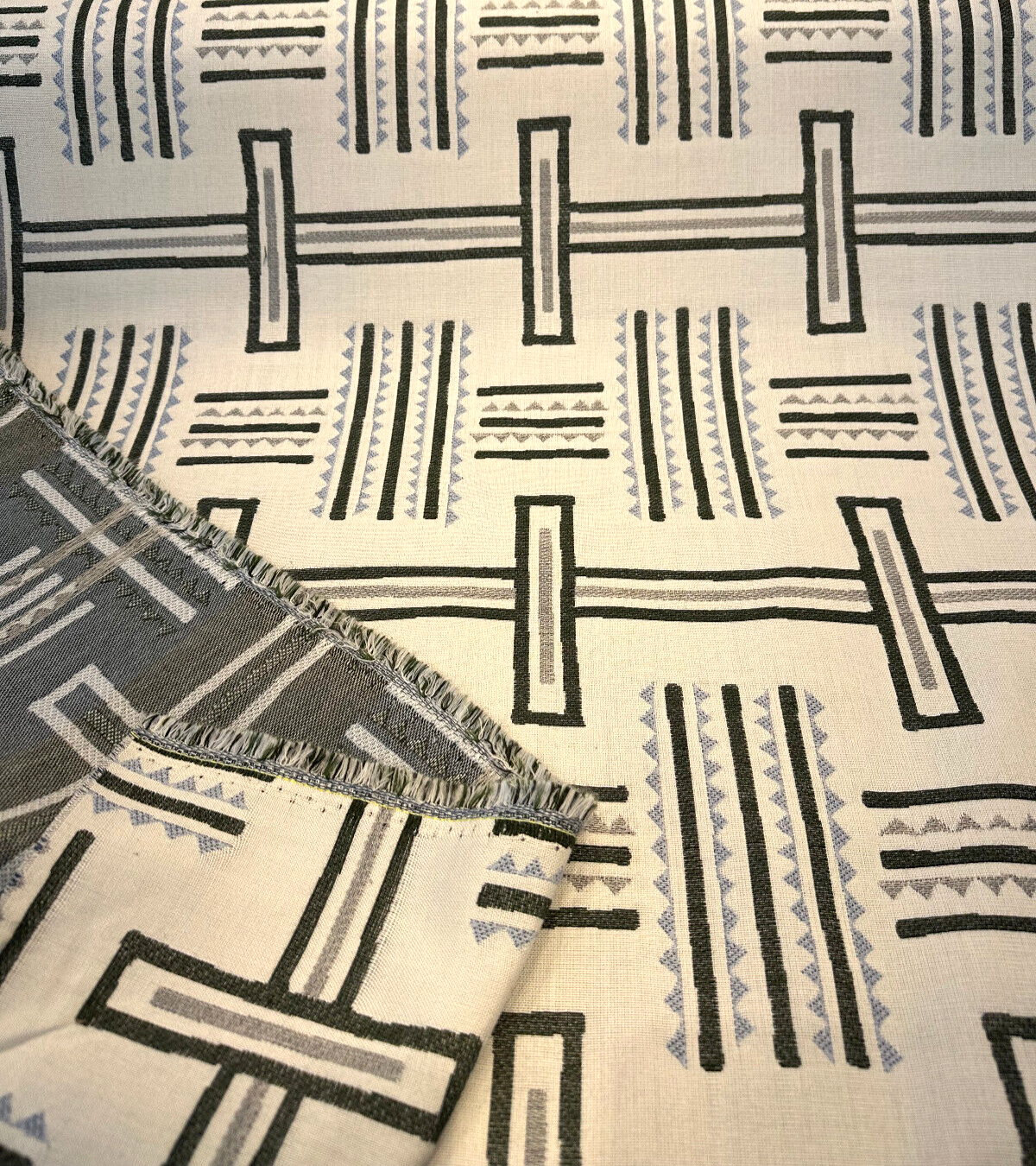 Sunbrella Tolson Viridian Solution Dyed Acrylic Fabric - Green, Blue, Gray Contemporary Geometric Print, 54" Width (1 Yard)