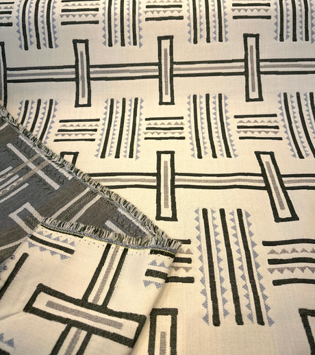 Sunbrella Tolson Viridian Solution Dyed Acrylic Fabric - Green, Blue, Gray Contemporary Geometric Print, 54" Width (1 Yard)