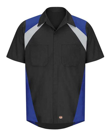 Red Kap Men's Tri-Color Short Sleeve Shop Shirt