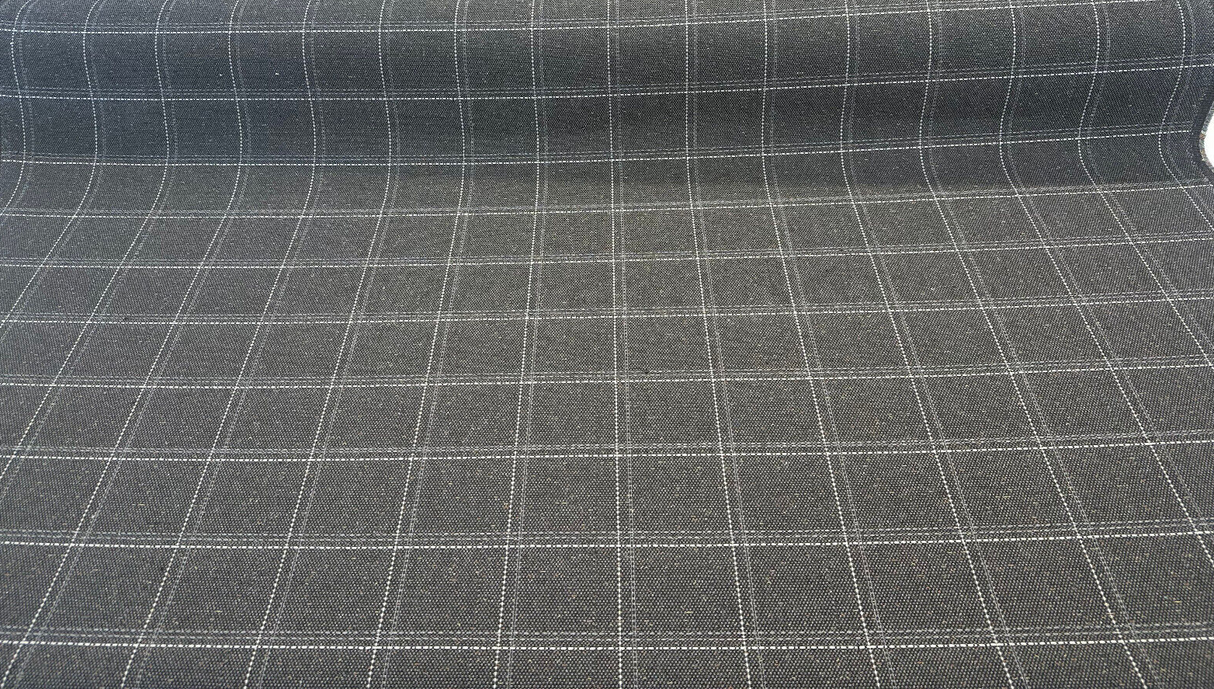 Sunbrella Hunt Raven ReTweed Collection Solution Dyed Acrylic Fabric - Black Checks, 54" Width (1 Yard)