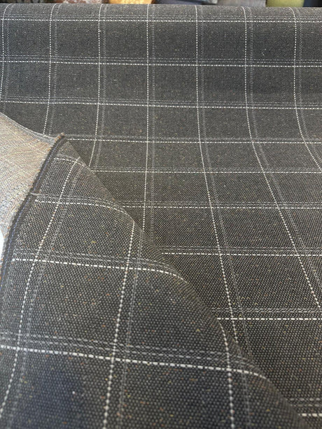 Sunbrella Hunt Raven ReTweed Collection Solution Dyed Acrylic Fabric - Black Checks, 54" Width (1 Yard)
