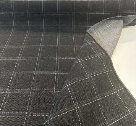 Sunbrella Hunt Raven ReTweed Collection Solution Dyed Acrylic Fabric - Black Checks, 54" Width (1 Yard)