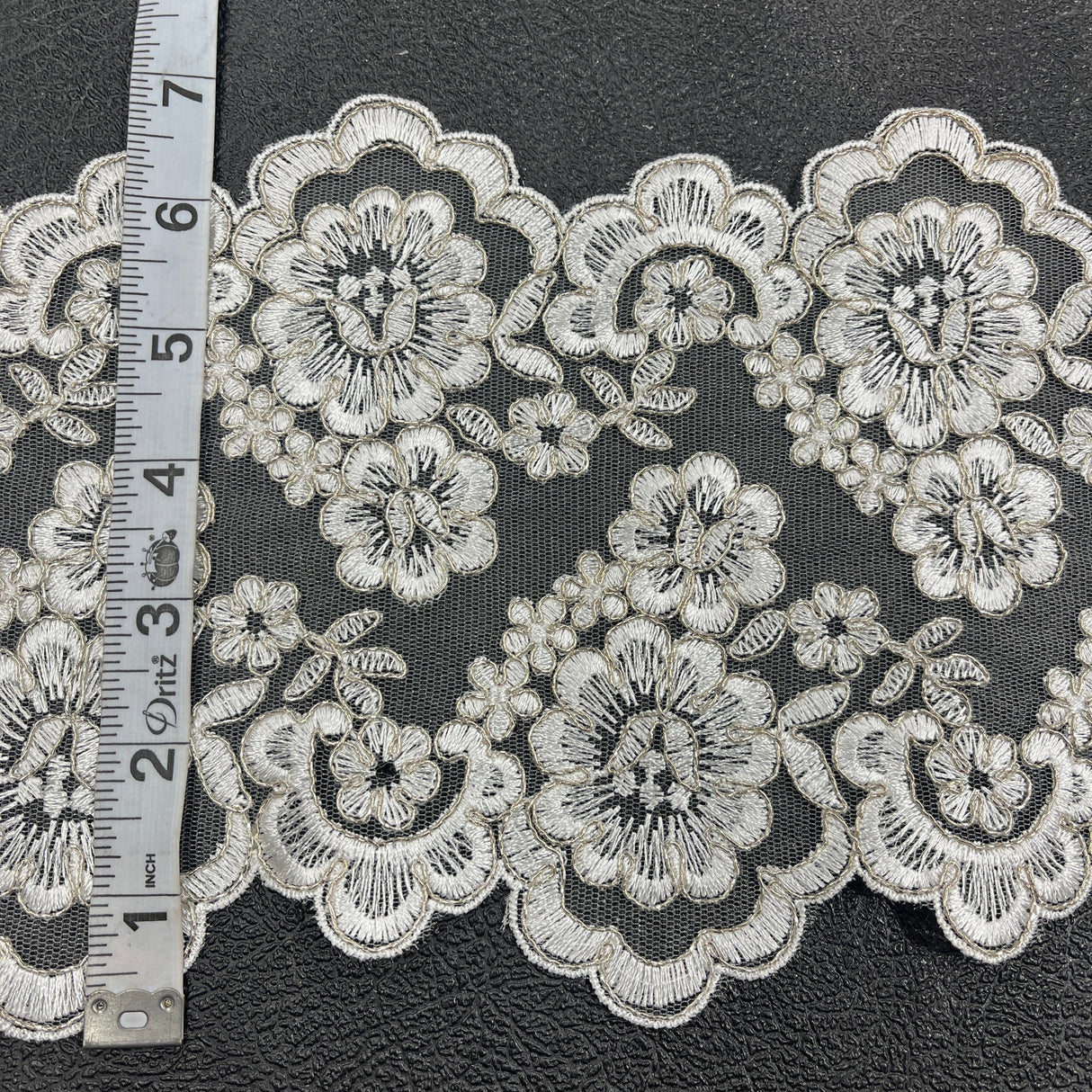 Corded Polyester Lace Trim 6.5" Wide