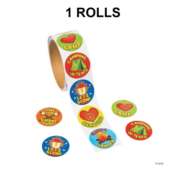 I Love Camping Sticker Roll 100 Pieces