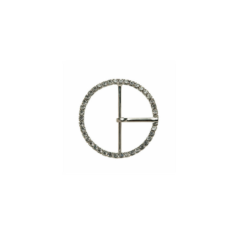 Swarovski Crystal and Silver Circular Rhinestone Buckle - 1.25"