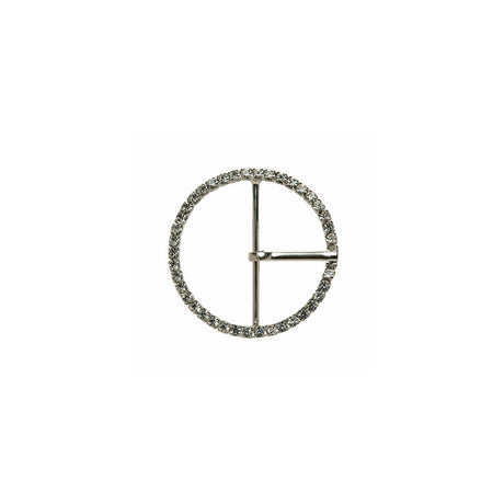 Swarovski Crystal and Silver Circular Rhinestone Buckle - 1.25"