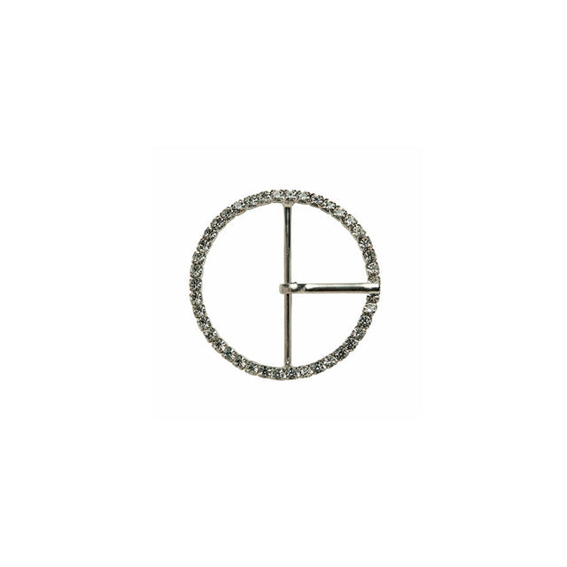 Swarovski Crystal and Silver Circular Rhinestone Buckle - 1.25"