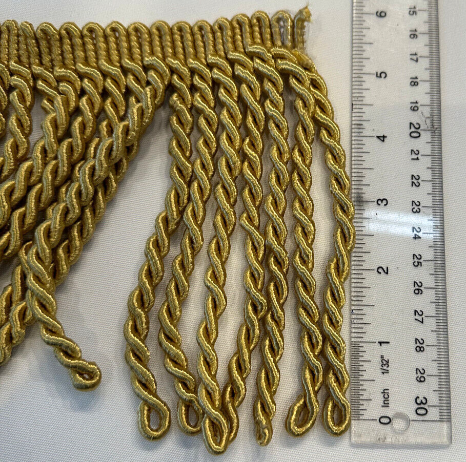 Light Antique Gold Bullion Fringe Trim - Gold, 6" Width (1 Yard)