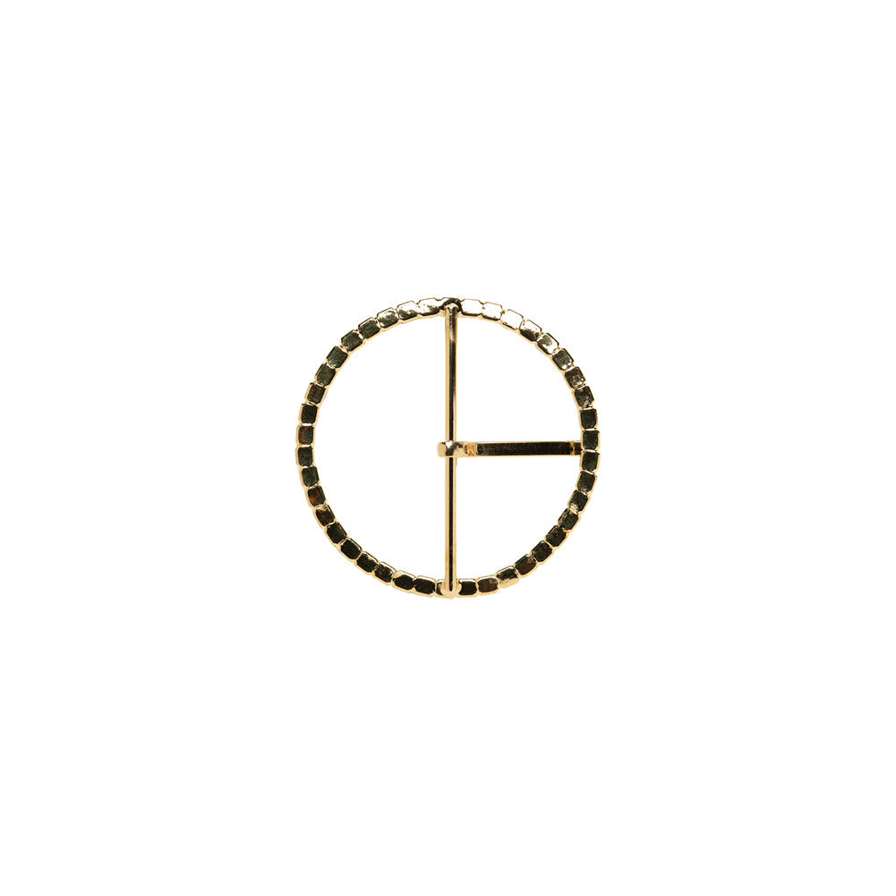 Swarovski Crystal and Gold Circular Rhinestone Buckle - 1.25"