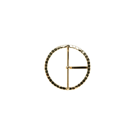 Swarovski Crystal and Gold Circular Rhinestone Buckle - 1.25"