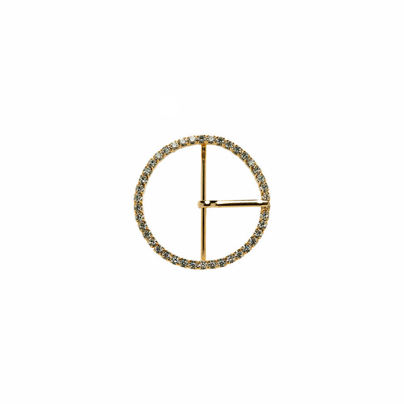 Swarovski Crystal and Gold Circular Rhinestone Buckle - 1.25"