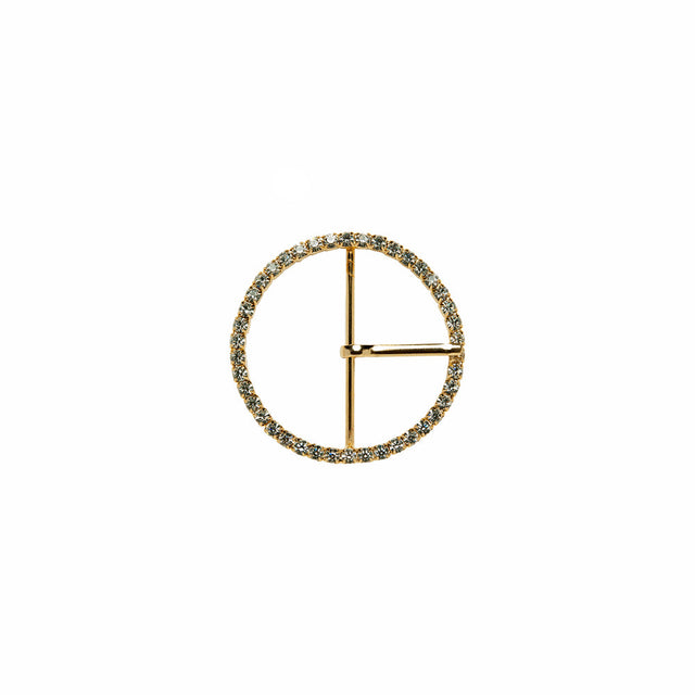 Swarovski Crystal and Gold Circular Rhinestone Buckle - 1.25"