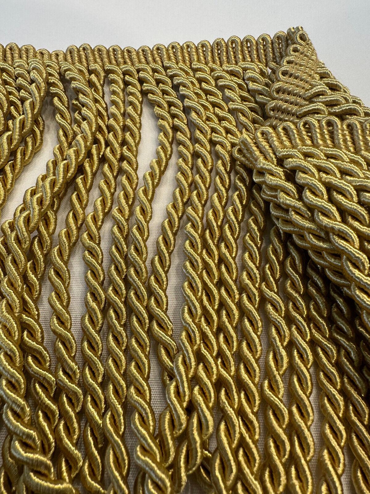 Light Antique Gold Bullion Fringe Trim - Antique Gold, 9" Width (1 Yard)