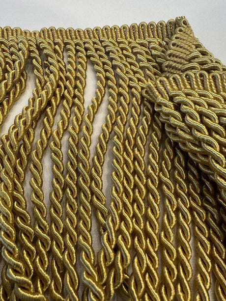 Light Antique Gold Bullion Fringe Trim - Antique Gold, 9" Width (1 Yard)