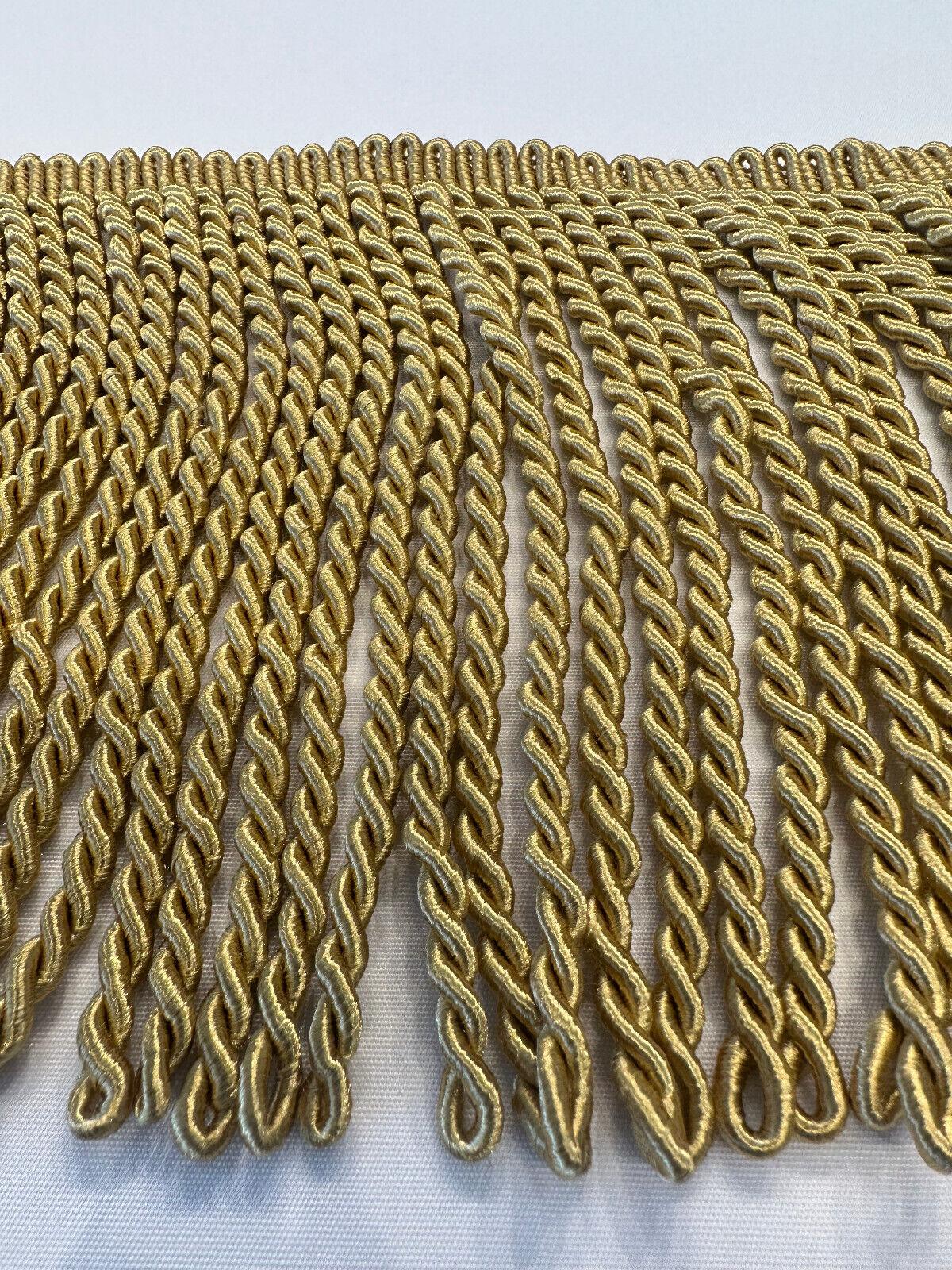 Light Antique Gold Bullion Fringe Trim - Antique Gold, 9" Width (1 Yard)