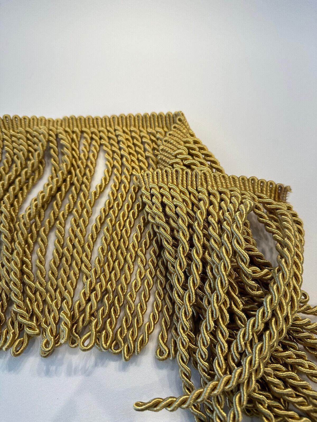 Light Antique Gold Bullion Fringe Trim - Antique Gold, 9" Width (1 Yard)
