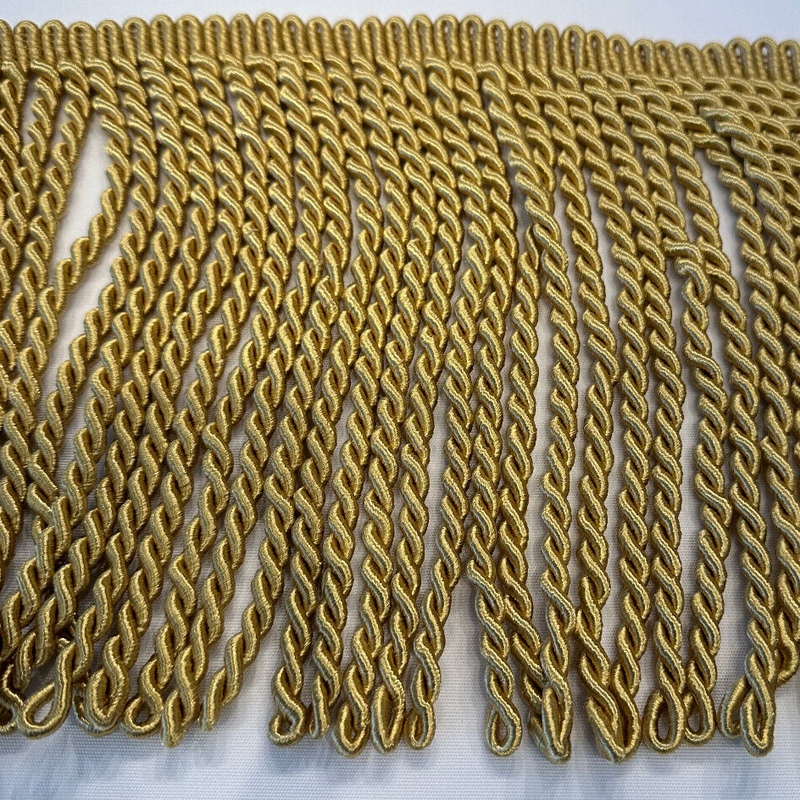 Light Antique Gold Bullion Fringe Trim - Antique Gold, 9" Width (1 Yard)