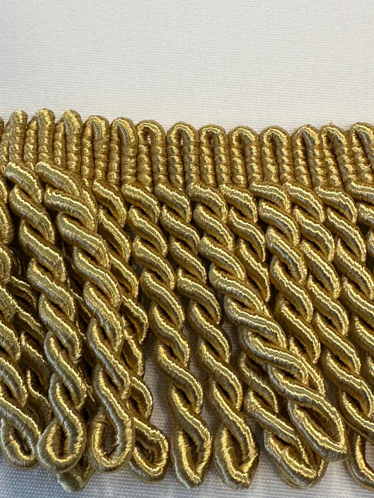 Light Antique Gold Bullion Fringe Trim - Antique Gold, 3" Width (1 Yard)