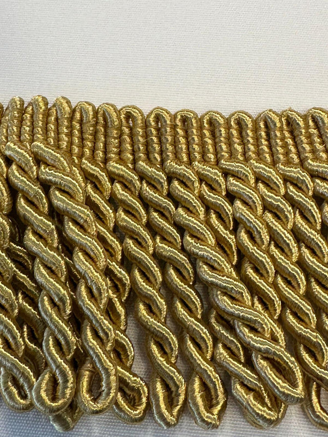 Light Antique Gold Bullion Fringe Trim - Antique Gold, 3" Width (1 Yard)
