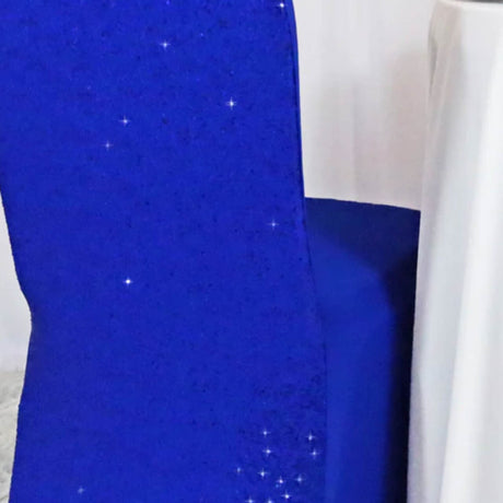 1 Funda de Silla de Banquete de Spandex con Lentejuelas Azul Real Estiramiento Brillante Decoración para Eventos