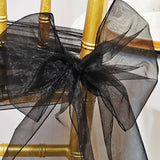 10 Pieces Black Organza Chair Sashes 8"x108" Elegant Sheer Chair Decor for Weddings & Events