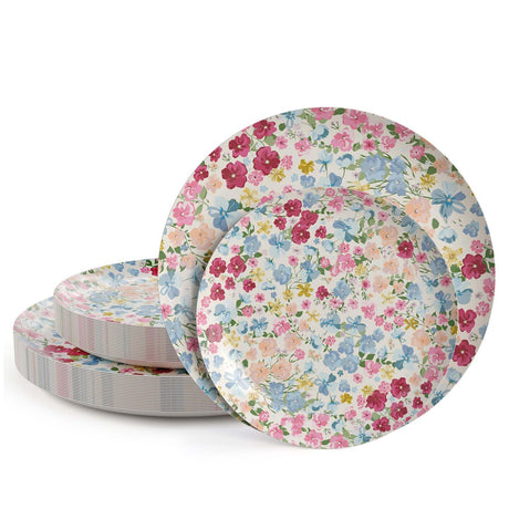 120 Count Assorted Earthtrends Meadow Paper Plates for Parties and Events 8 Inch