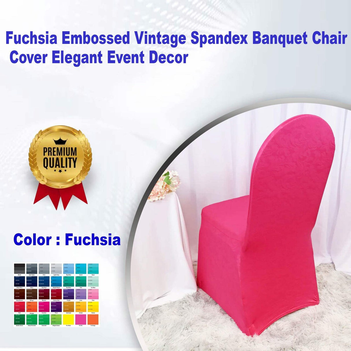1 Piece Ivory Embossed Vintage Spandex Banquet Chair Cover Elegant Event Decor